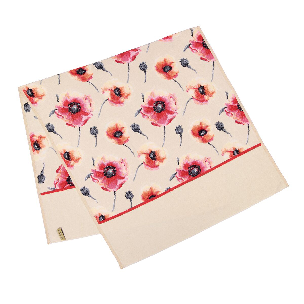 Schal, Schal Muster, Blumenmuster, Beige Schal, Mohnblumen Muster, 