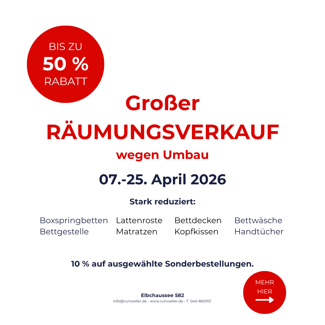 Ausschreibung, Räumungsverkauf, Rabatt, Umbau, Bettwäsche, räumungsverkauf, werbeplakat, rot, text, datum, 