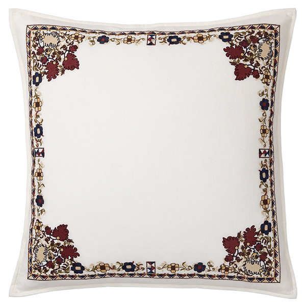 kissen, kissenbezug, weißer kissen, randmuster, textil muster, Dekokissen Roman Vorderseite