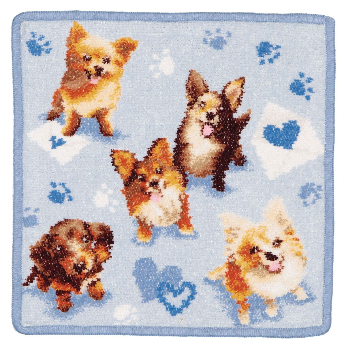 Hundekissen, Pfotenmuster, Blaues Kissen, Tierchen, Felltextur, 