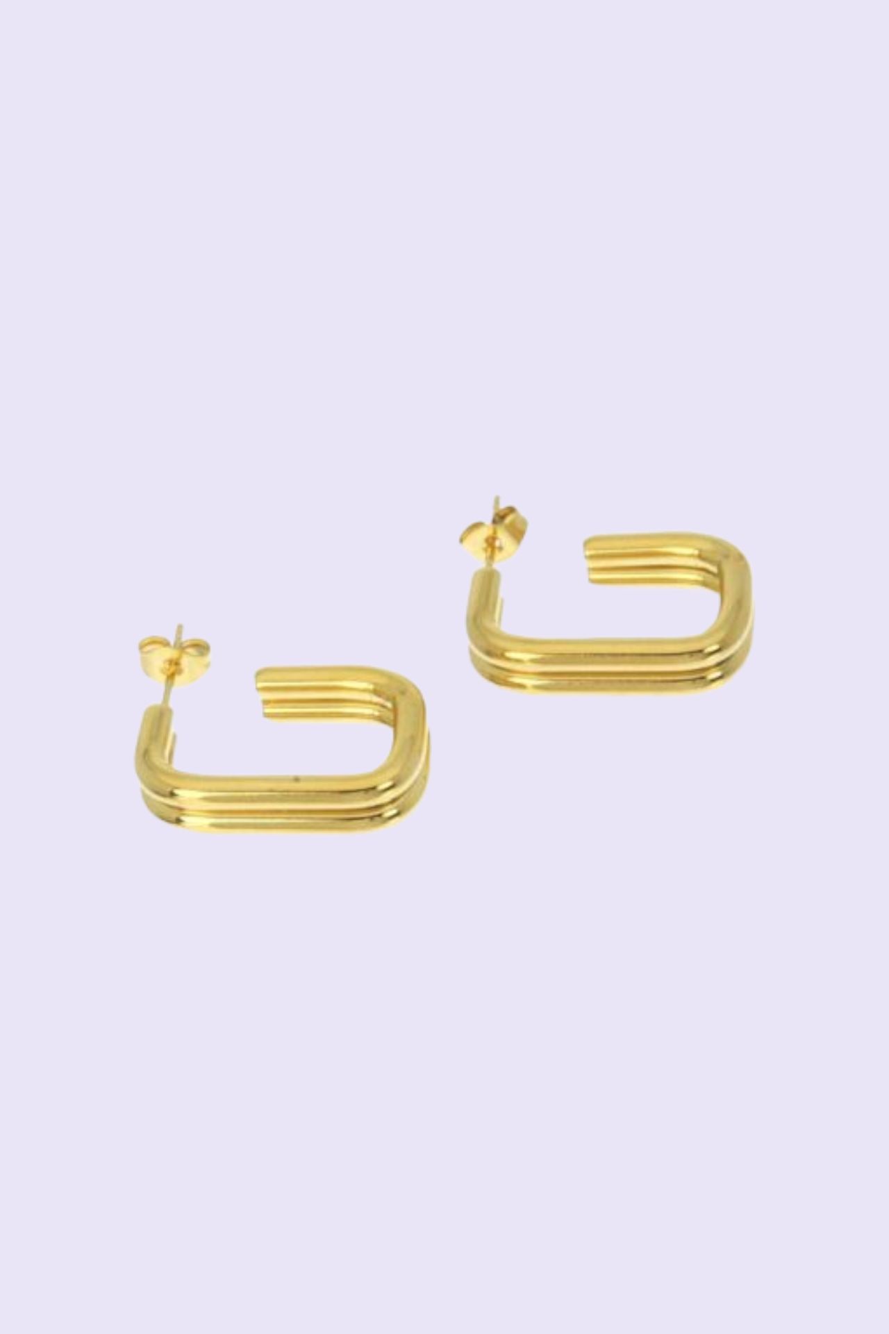 Steel earrings Double Squ