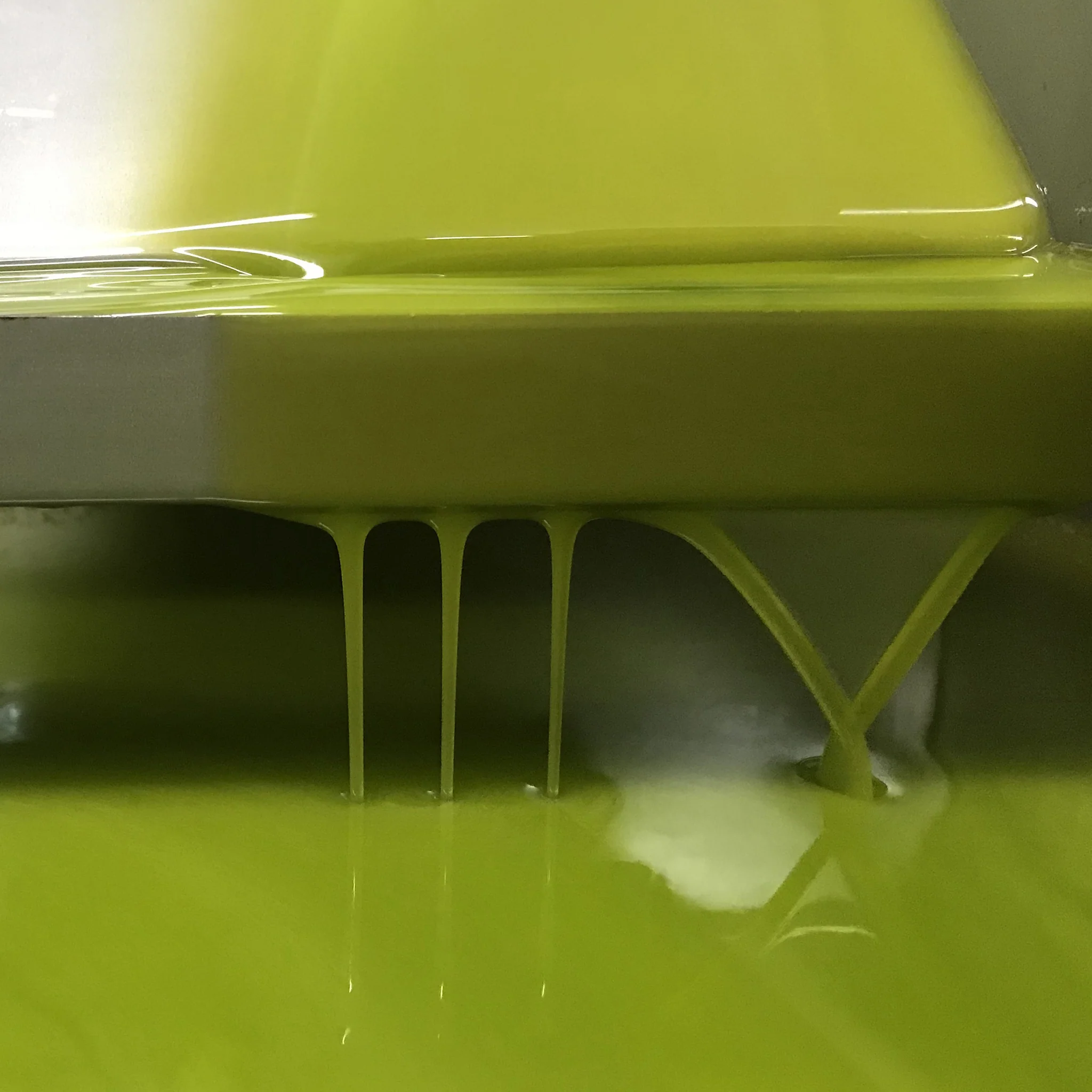 Frisch gepresstes Olivenöl von Frantoio Franci das aus der Presse läuft.jpg