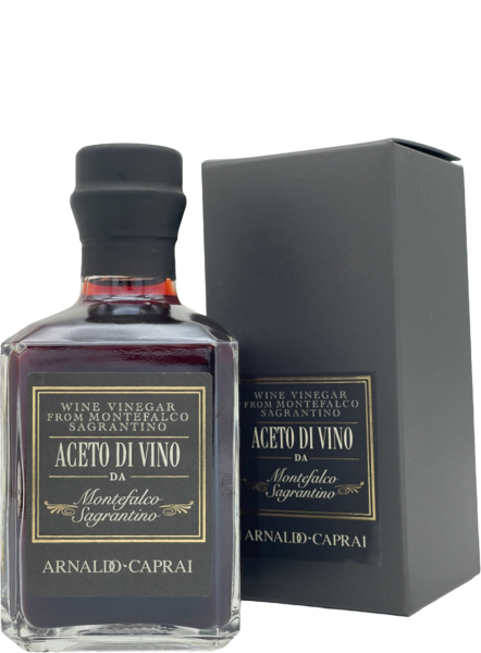 Flaschenbild mit Geschenkkarton Aceto di Vino Sagrantino Rotweinessig von Arnaldo Caprai aus Umbrien - Italien