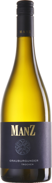 Flasche des Grauburgunder trocken vom Weingut Manz aus Rheinhessen, Deutschland Grauburgunder trocken vom Weingut Manz aus Rheinhessen, Deutschland