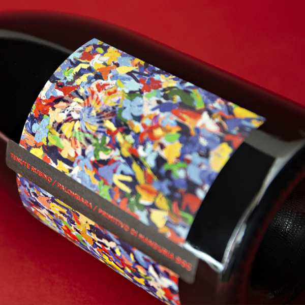 Flasche mit Etikett des Palombara Primitivo di Manuria der Tunte Rubino aus Apulien