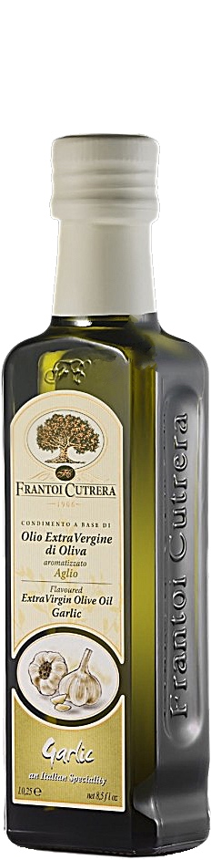 Flasche des Knoblauchöl all´Aglio von Frantoi Cutrera aus Sizilien Italien