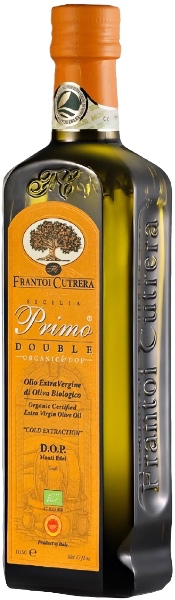 Flasche des Primo Double Bio Olivenöl von Frantoi Cutrera aus Sizilien