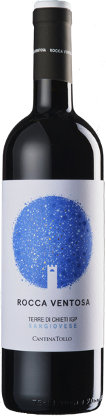 Rocca Ventosa Sangiovese der Cantina Tollo aus den Abruzzen in Italien Flasche des Rocca Ventosa Sangiovese der Cantina Tollo aus den Abruzzen in Italien
