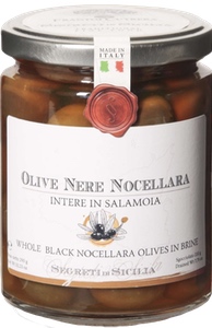 Olive Nere Nocellara - schwarze Nocellara-Oliven in Salzlake Olive Nere Nocellara - schwarze Nocellara-Oliven in Salzlake