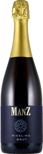 Riesling Brut Sekt vom Weingut Manz Rheinhessen Deutschland Flasche des Riesling Brut Sekt vom Weingut Manz Rheinhessen Deutschland