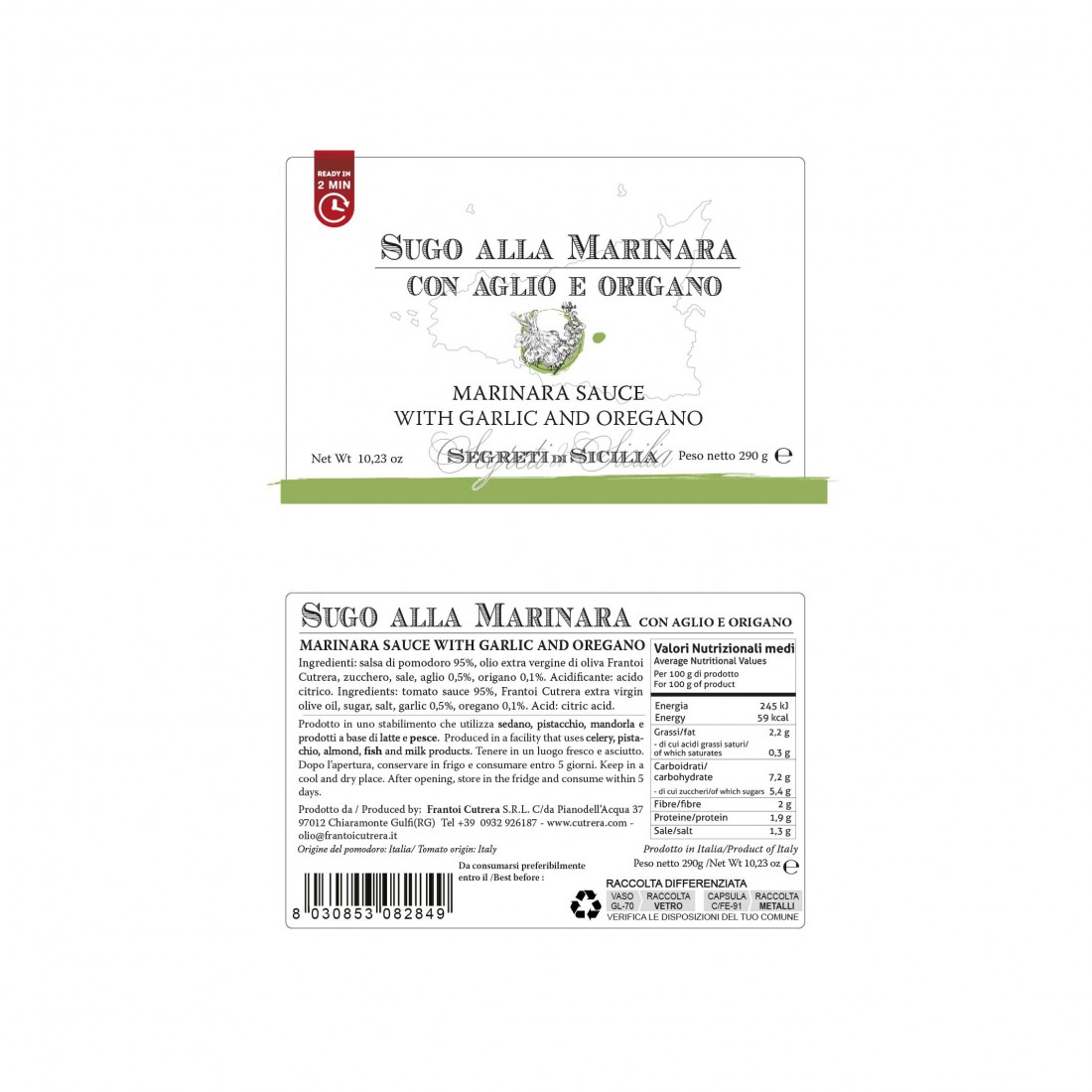Produktlabel Sugo alla Marinara von Cutrera aus Sizilien Italien klein Produktlabel Sugo alla Marinara von Cutrera aus Sizilien Italien klein