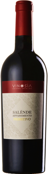 Flasche des Vinosia Messapio Primitivo Salento Rotwein aus Apulien - Italien