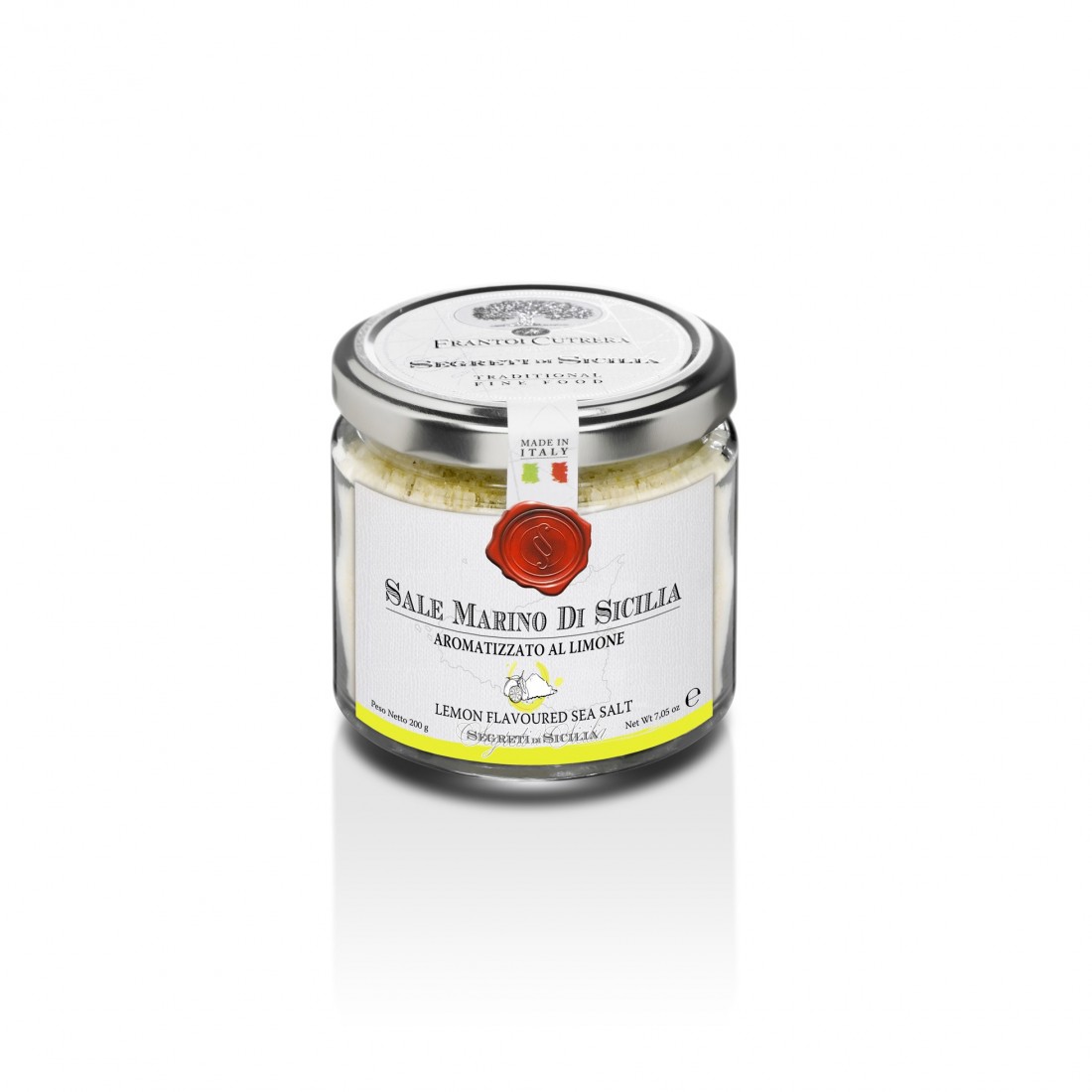 Glas Sale Limone - Meersalz mit Zitrone von Cutrera aus Sizilien Italien