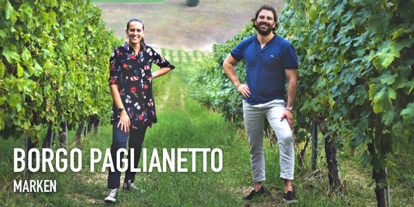 Kellerei Borgo Paglianetto Inhaberpaar von Borgo Paglianetto im Weinberg