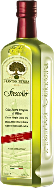 Frescolio Olivenöl Extra vergine di Oliva von Cutrera aus Sizilien Italien Flasche des Frescolio Olivenöl Extra vergine di Oliva von Cutrera aus Sizilien Italien