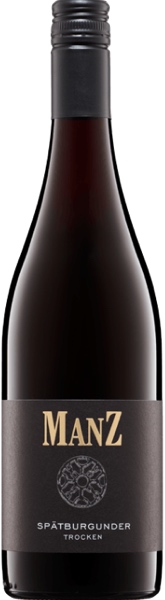 Spätburgunder Rotwein vom Weingut Manz aus Rheinhessen, Deutschland Flasche des Spätburgunder Rotwein vom Weingut Manz aus Rheinhessen, Deutschland