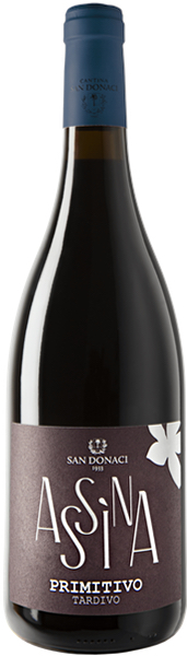 Assina Primitivo Tardivo Rotwein der Cantine San Donaci aus Apulien in Italien Flasche des Assina Primitivo Tardivo Rotwein der Cantine San Donaci aus Apulien in Italien