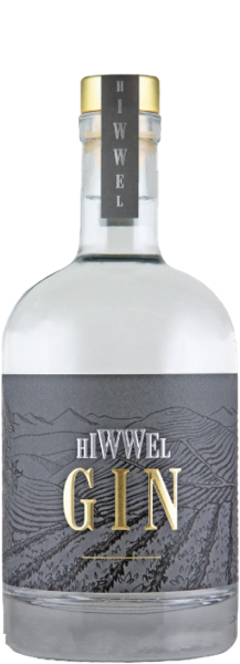 Hiwwel Gin vom Weingut Manz aus Rheinhessen, Deutschland Flasche des Hiwwel Gin vom Weingut Manz aus Rheinhessen, Deutschland
