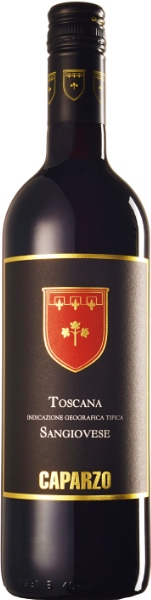 Caparzo Sangiovese Rosso di Toscana IGT Rotwein Weinflasche des Caparzo Sangiovese Rotwein aus der Toskana