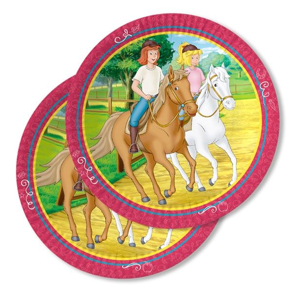 Bibi und Tina Pappteller, 8er,23cm auf den Pferden Amadeus & Sabrina