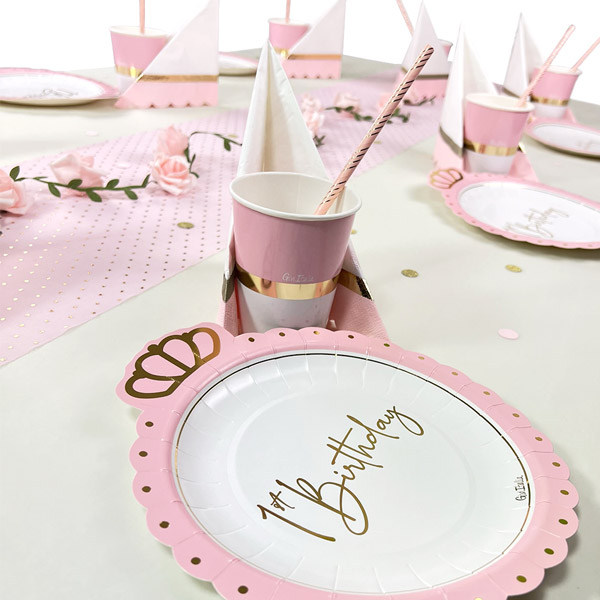 1. Geburtstag Tischdeko Set Mädchen bis 8 Gäste - Prinzessin