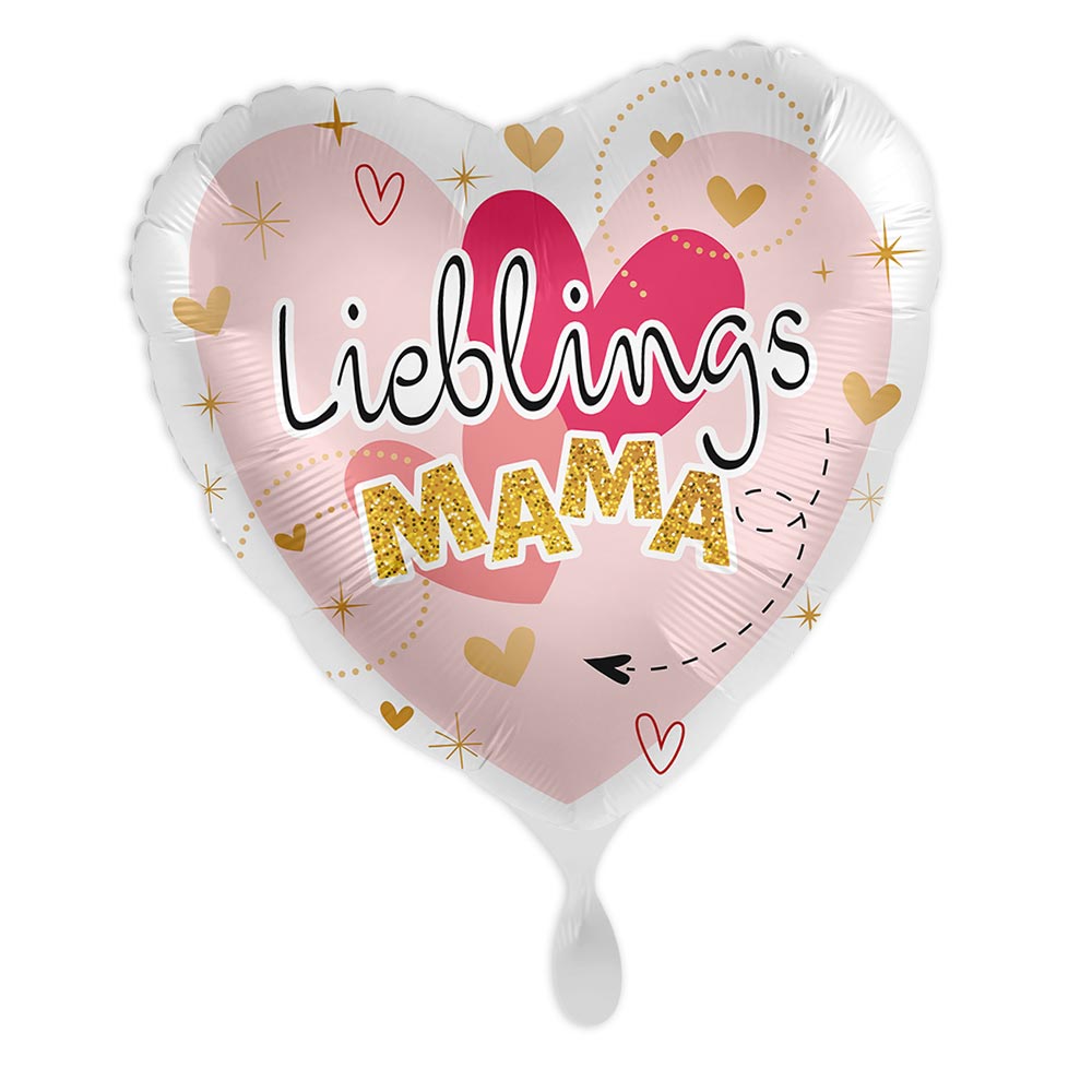 Lieblings Mama Heliumballon mit Schmuckband,Gewicht, Karte, Geschenk