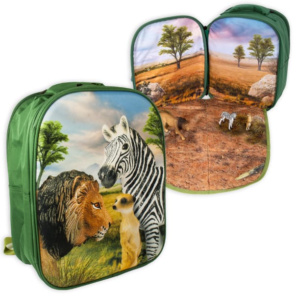 Rucksack mit Spielmatte und Figuren, Safari