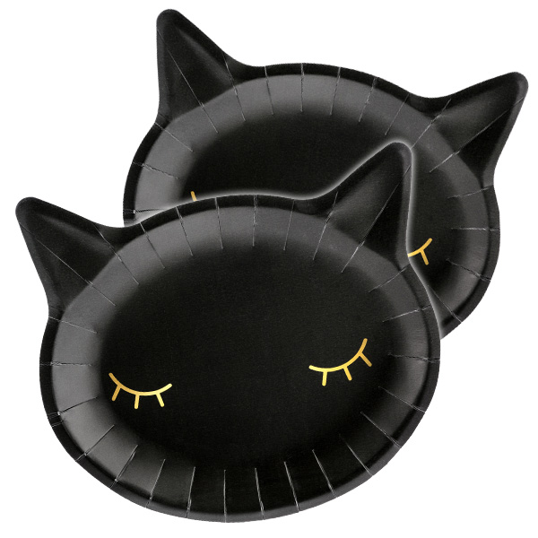 Katzen Partyset in schwarz und gold, 105-teilig
