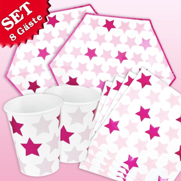 Basicset "Kleiner Stern" in pink, 32-teilig für bis zu 8 Gäste