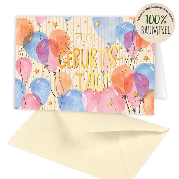 Geburtstagskarte Bunte Luftballons & Sterne