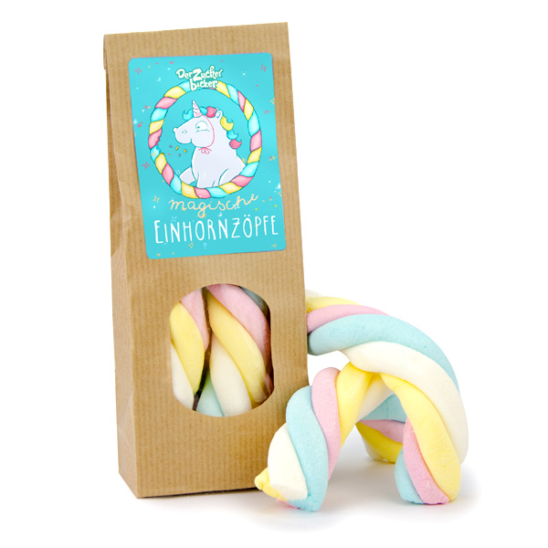 Magische Einhorn-Zöpfe, bunte Marshmallows zum Naschen, 35g