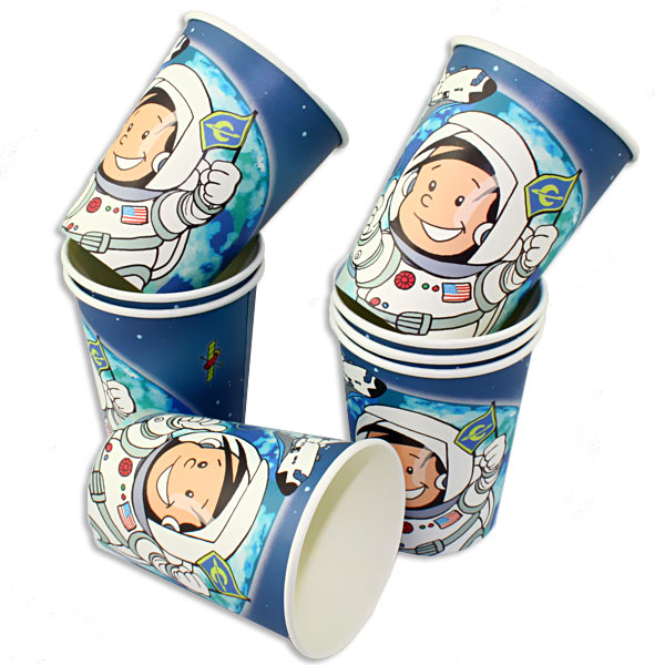 Astronaut Flo Tischdeko Set bis 16 Kinder, Weltall Party, 94-teilig