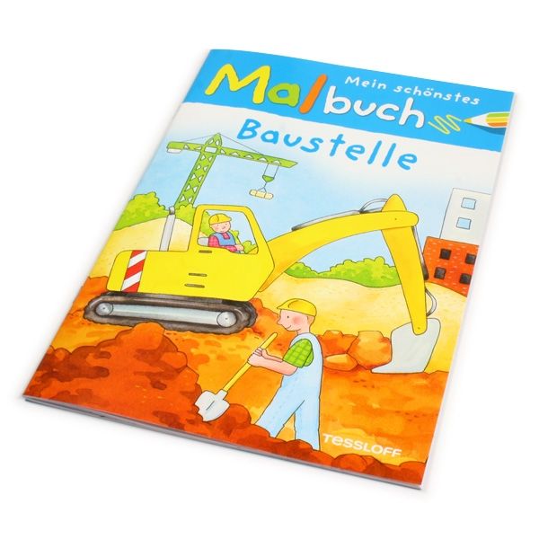 Malbuch Baustelle 32 S., Ausmalbuch mit Baggern, Kränen & Bauarbeitern