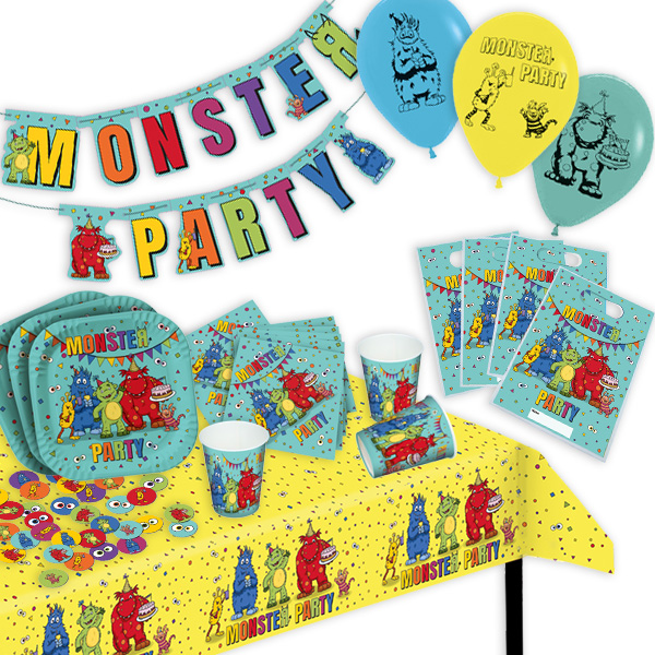 Monster Partykoffer, 54-teilig für 8 Kinder