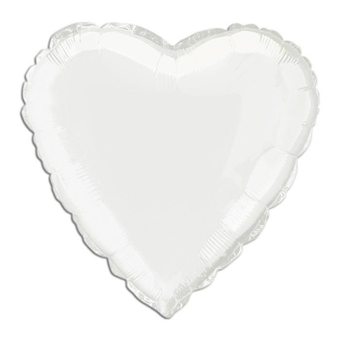 Herzballon weiß Folie, 35 cm