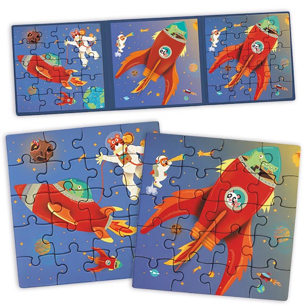 Magnet-Puzzle-Buch Weltall, 2 Puzzles, 16,5cm x 16,5cm
