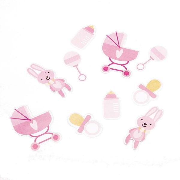 Baby Girl Motivkonfetti mit Schnuller, Kinderwagen etc., rosa, 14g, Pappe