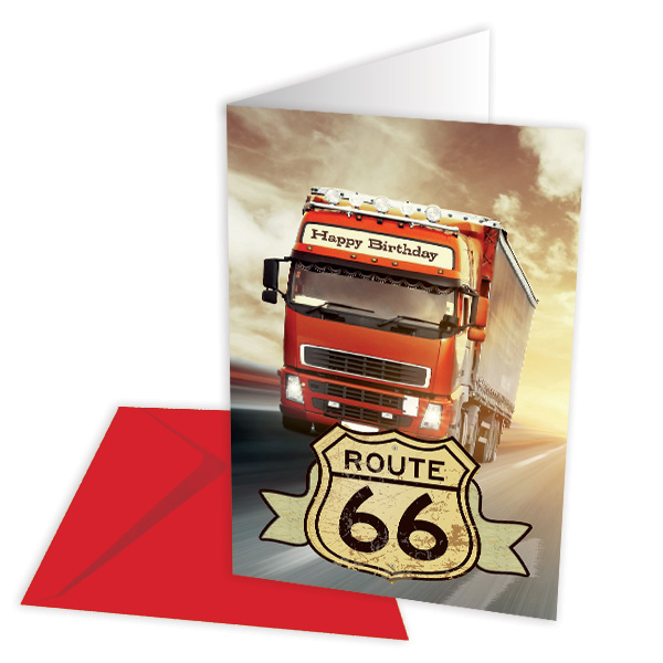 Glückwunschkarte zum Geburtstag, Route 66, LKW, 1 Stk.