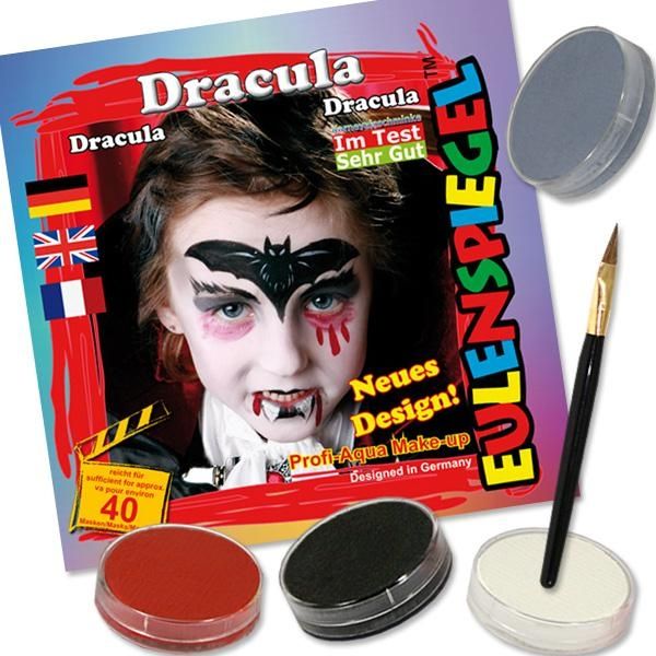 Kinderschminke-Set Dracula der Vampir, Profi-Aqua, 4 Farben+Pinsel
