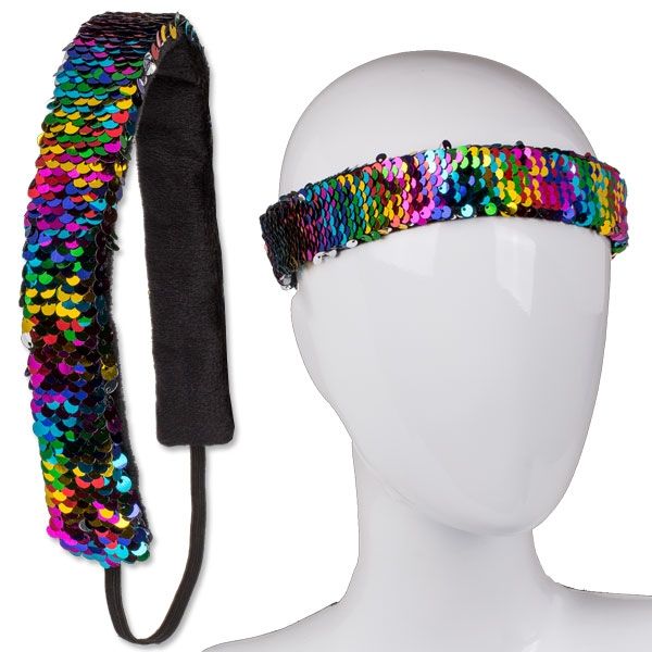 Pailletten-Haarband, Regenbogenfarben, 1 Stk
