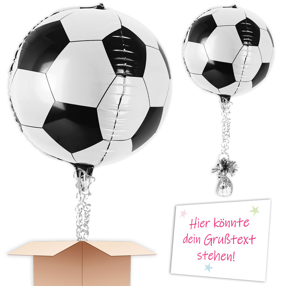 XL Fußball-Folienballon versenden, Ø 40cm inkl. Helium, Bänder, Gewicht