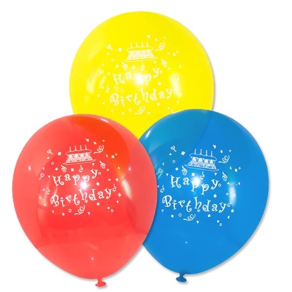 Latexballons Happy Birthday, 6er, 22,8cm