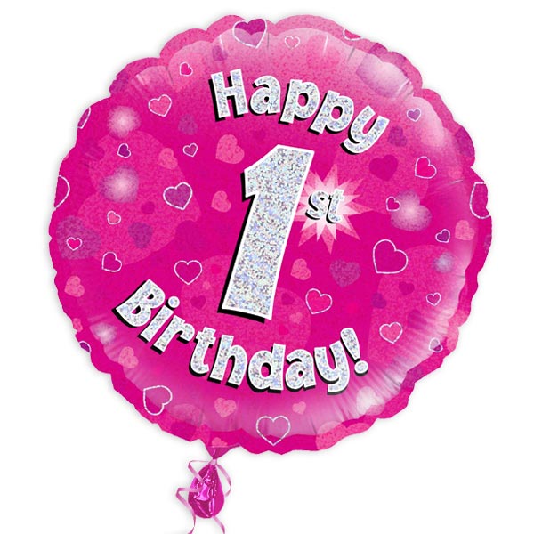 Glitzerballon in Pink zum 1.Geburtstag Mädchen