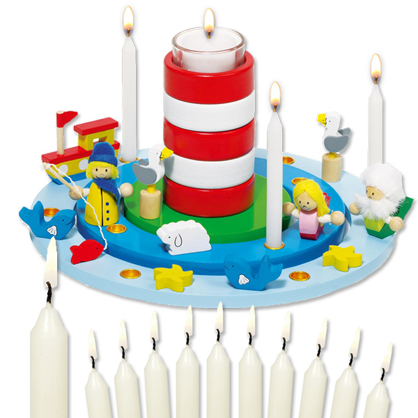 Geburtstagskranz Set "Leuchtturm" Goki, inkl. 11 Kerzen