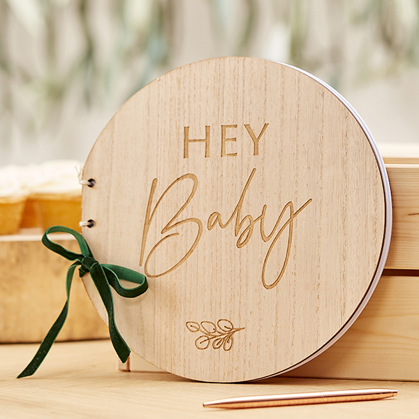 Gästebuch "Hey Baby" aus Holz