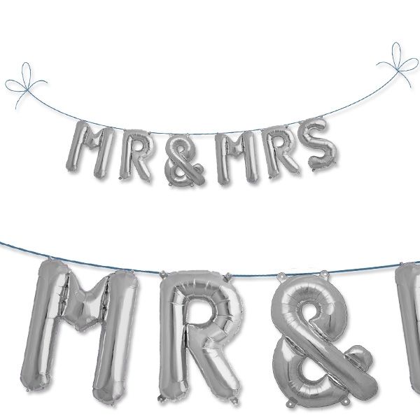 Folienballon Set "Mr & Mrs", silber