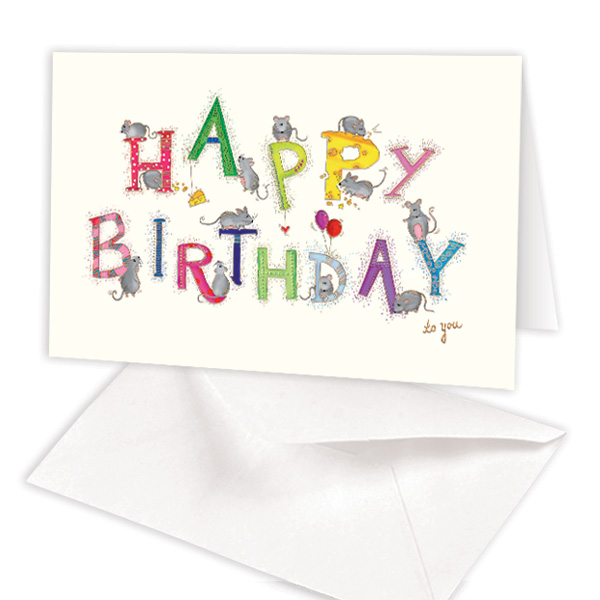 Geburtstagskarte "Happy Birthday" Mäuse