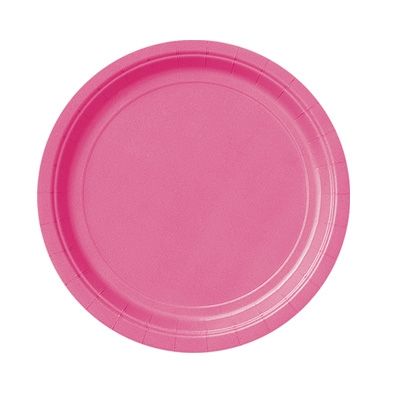 Pappteller einfarbig in zauberhaftem Pink für Mädchen und Frauen, 8 Stück