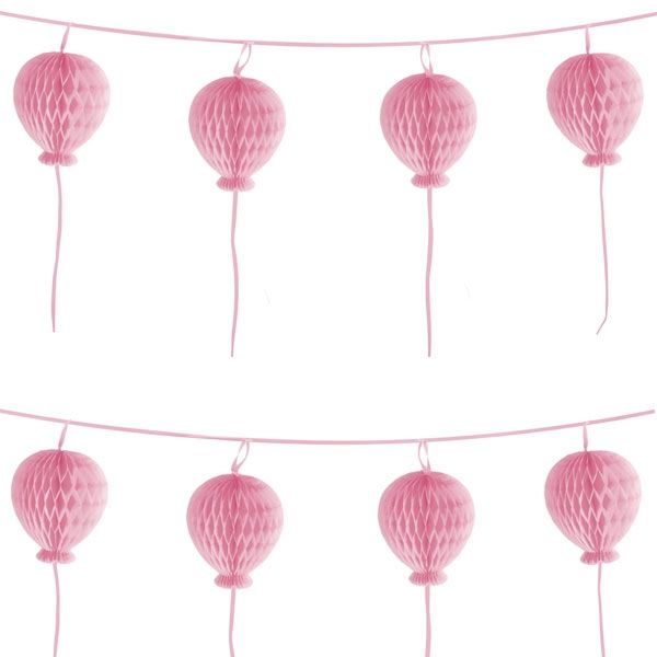 Ballon Party Girlande aus Wabenbällen, rosa, 1,8m, pastellfarben