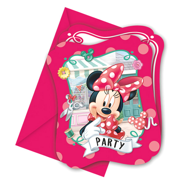 8 Minnie Maus Einladungen für Kindergeburtstag inkl. Umschläge